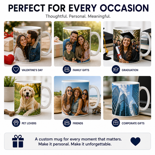 Full Color  Print Value Mug, White - 11 oz, MOQ-72. (Pack of 72)