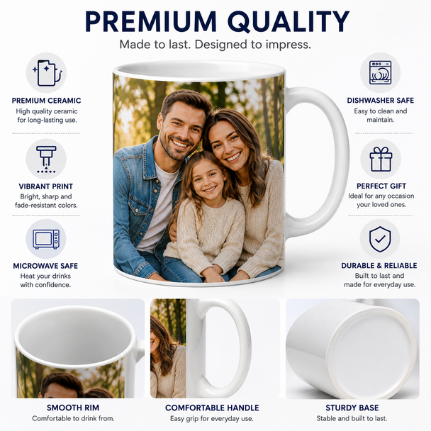 Full Color Print Ceramic Mug, Color Handle - 11 oz, MOQ-72, (Pack of 72)
