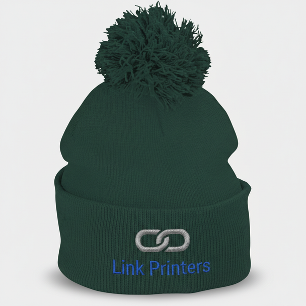 Pom Pom Knit Embroidered Winter Hat