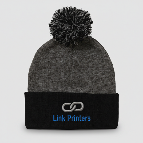 Pom Pom Knit Embroidered Winter Hat