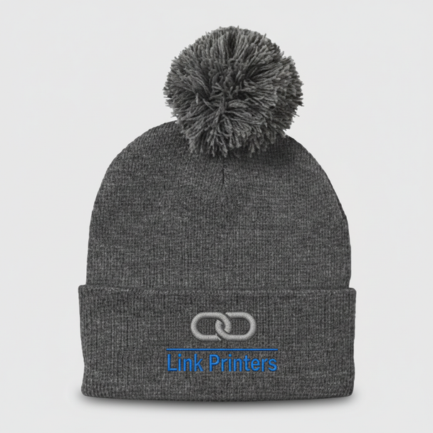 Pom Pom Knit Embroidered Winter Hat