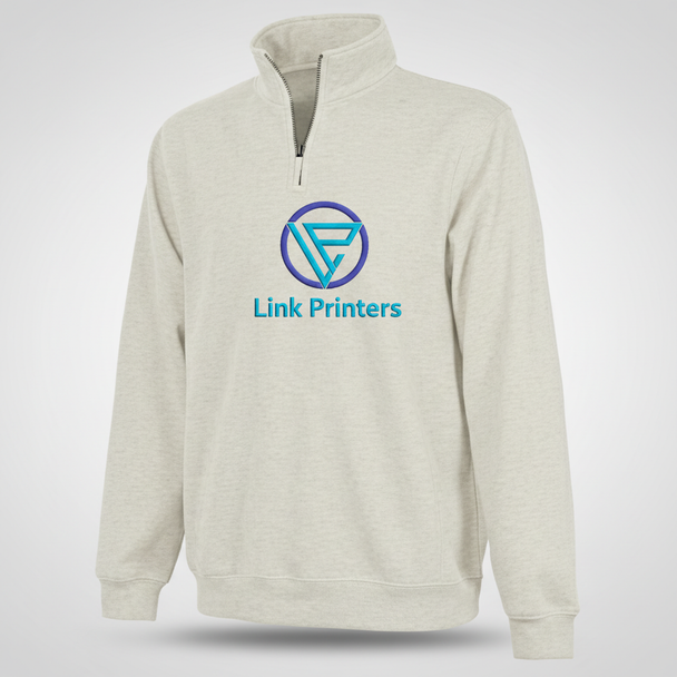 Men’s SummitShield quarter-zip fleece sweatshirt with stand-up collar, side pockets, rib-knit cuffs and waistband, and custom left chest embroidery.