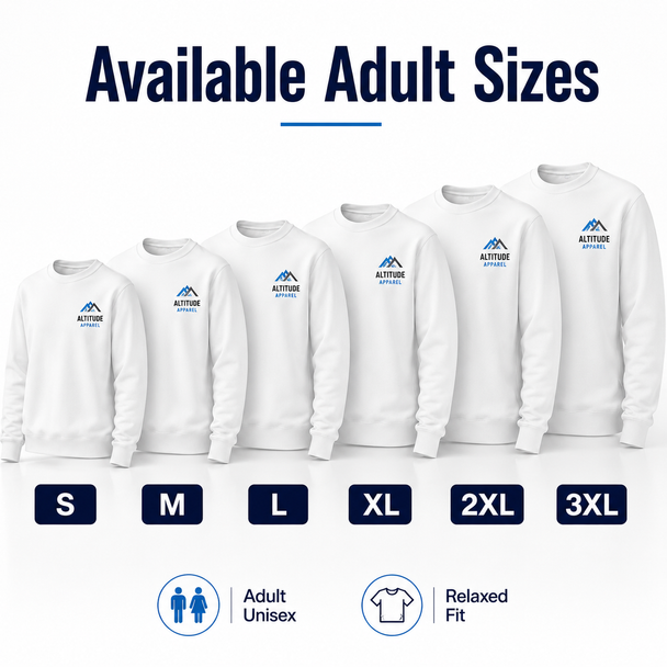 EverSoft crewneck fleece sweatshirt with ribbed collar and custom chest embroidery on soft pill-resistant cotton polyester fabric.