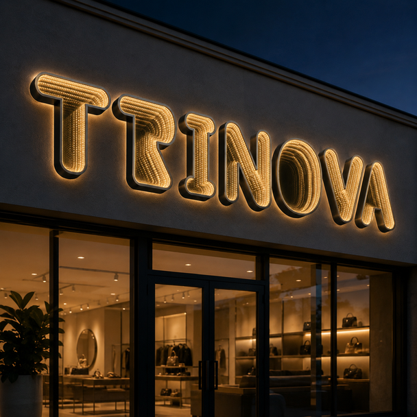 Custom infinity mirror LED channel letter with illuminated 3D acrylic layers