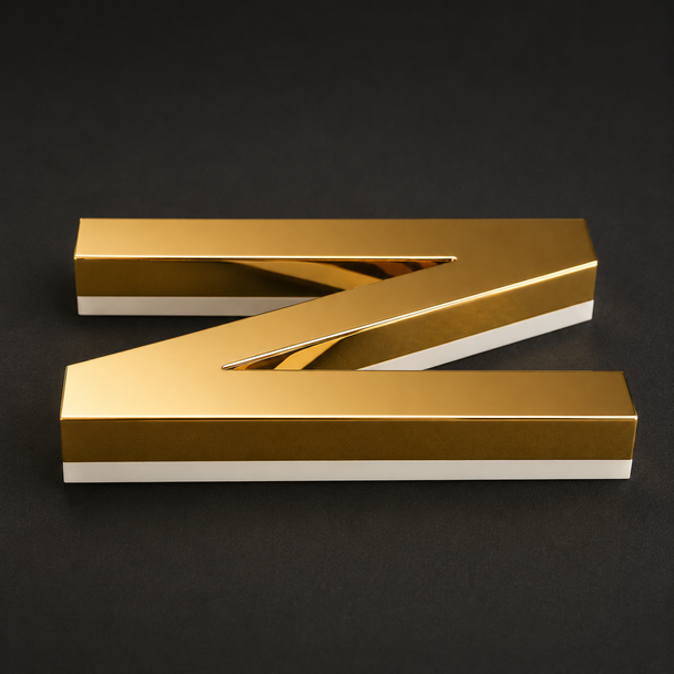 Champagne gold mirror stainless steel LED backlit channel letter sign