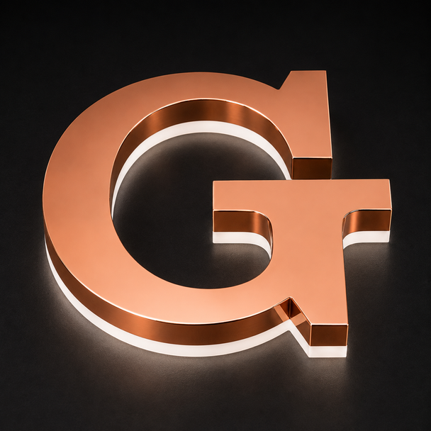 Rose gold mirror stainless steel LED backlit channel letter sign