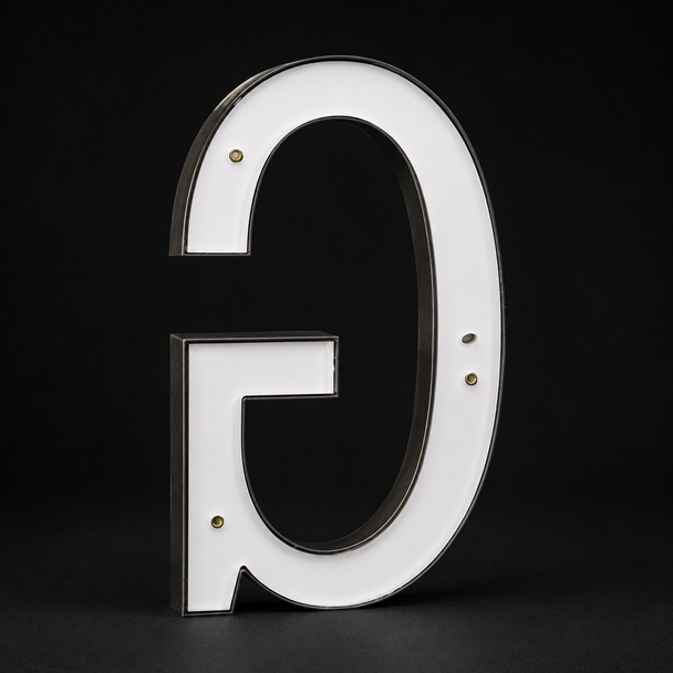 Custom 3D brushed stainless steel letter sign with natural Copper hairline finish