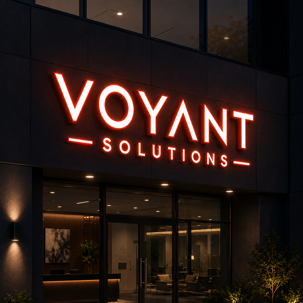 Bright front-face illumination on trim cap stainless steel channel letters at night