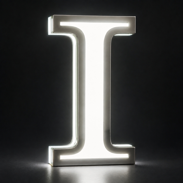 Custom front and middle lit raised acrylic stainless steel channel letter sign