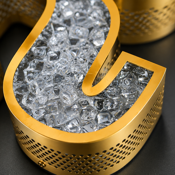Faceted crushed crystal diamond acrylic face on custom illuminated 3D letter
