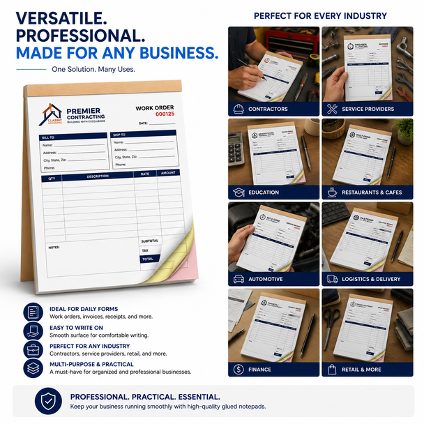 2-part white yellow and 3-part white yellow pink carbonless receipt book sets