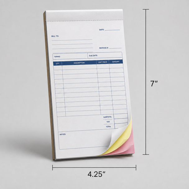 2-part white yellow and 3-part white yellow pink carbonless receipt book sets