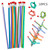 10pcs 7 Inch Flexible Pencils,Soft Novelty Pencil,Multi Colored Striped Soft Pencil With Eraser For Valentine's Day,Children Kids Gift School Fun Equipment