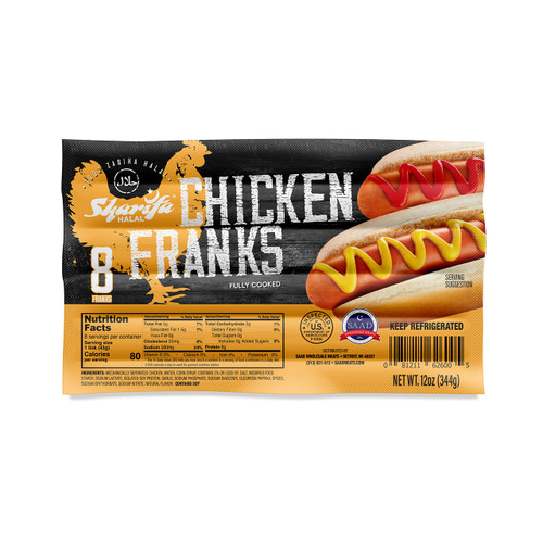 Image of Sharifa Halal Chicken Franks in a Package.