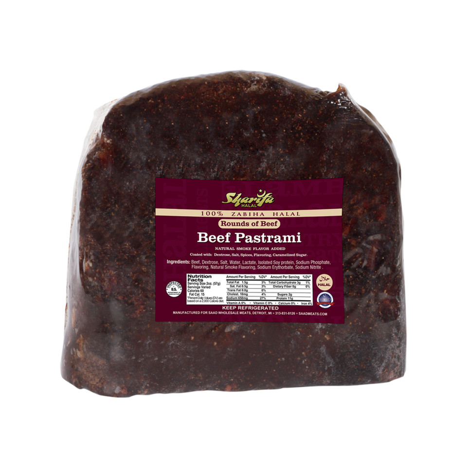 Sharifa Halal® Deli Sliced Beef Pastrami (2lb) Saad Wholesale Meats