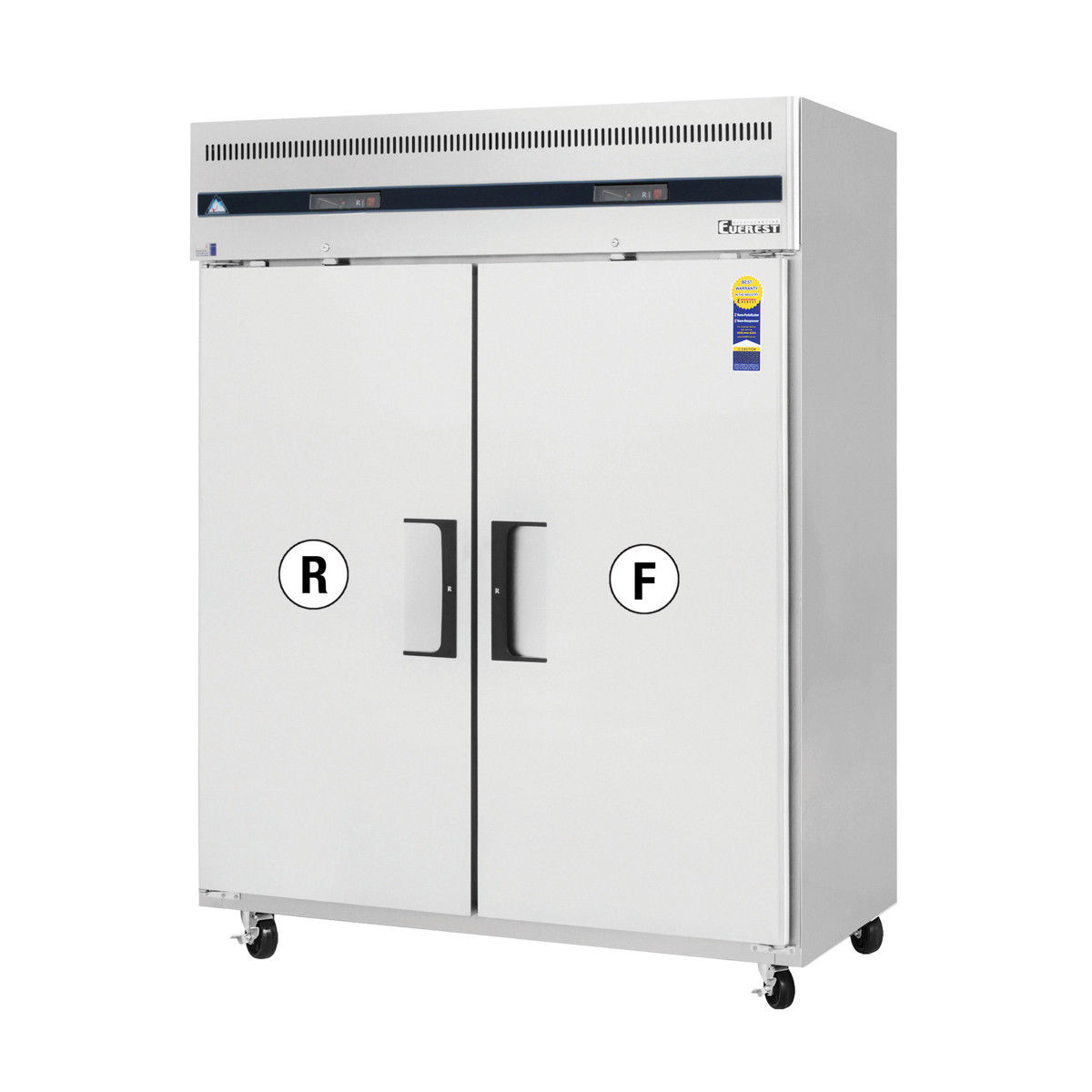 Everest Refrigeration ESWRF2 59" Two Section Solid Door Upright Reach