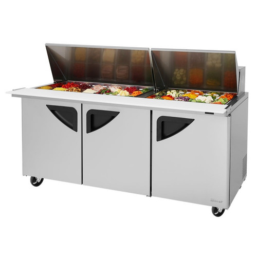 Turbo Air TST-72SD-30-N Super Deluxe Mega-Top Sandwich Salad Prep Table - 3 Solid Doors