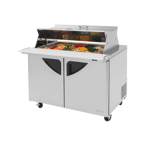 Turbo Air TST-48SD-18-N-DS Super Deluxe 2 Solid Doors Mega-Top Sandwich Salad Prep Table, Dual Sided