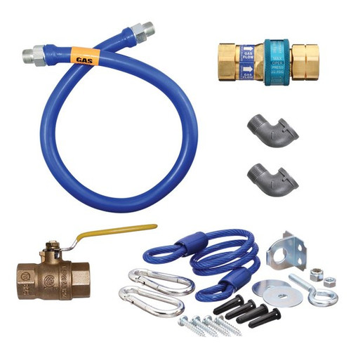 Dormont 16100KIT72 SnapFast 72" Gas Connector Kit with Two Elbows and Restraining Cable - 1" Diameter