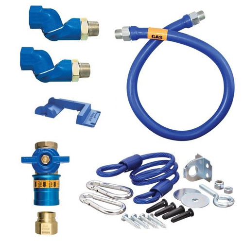 Dormont 16100KITCF2S72PS Safety Quik 72" Gas Conector Kit with Two Swivels, Restraining Cable and Safety-Set - 1" Diameter