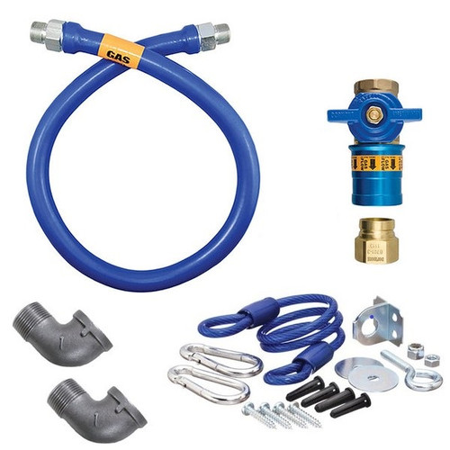 Dormont 16100KITCF48 Safety Quik 48" Gas Connector Kit with Two Elbows and Restraining Cable - 1" Diameter
