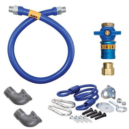 Dormont 1650KITCF48 Safety Quik 48" Gas Connector Kit with Two Elbows and Restraining Cable - 1/2" Diameter