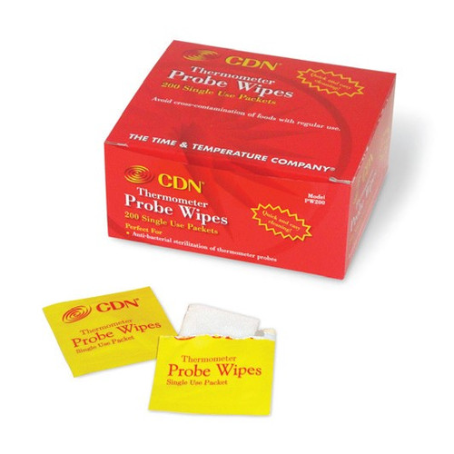 CDN PW200 Thermometer Probe Wipes - Packets