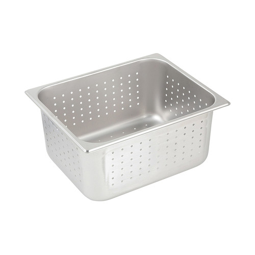 Winco SPHP6 Half Size 6" Deep Perforated Stainless Steel Steam Table Pan - 25 Gauge