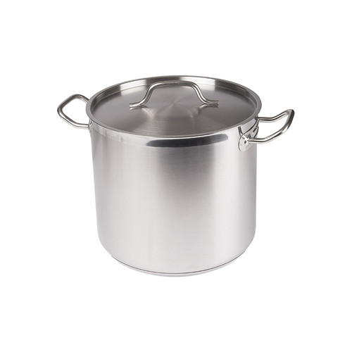 Winco SST-16 Stainless Steel Induction Stock Pot with Lid - 16 Qt.