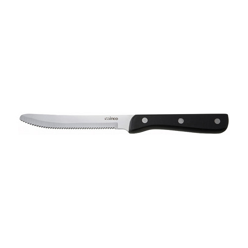 Winco K-80P Steak Knife, 5", Riveted POM Handle, Round Tip - 12/Box