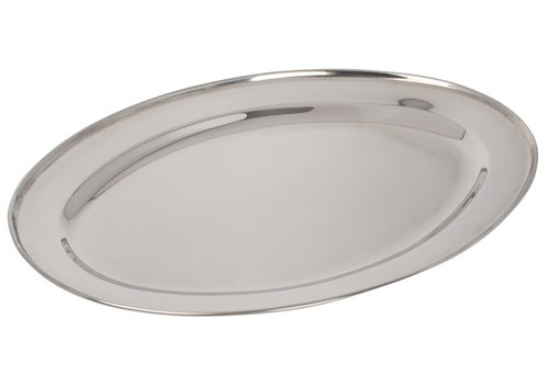 Winco OPL-22 Stainless Steel Oval Platter, 21-3/4" x 14-1/2"