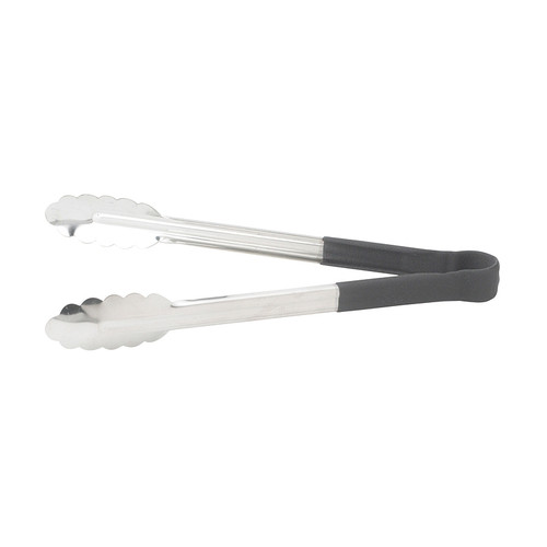 Winco UTPH-12K 12" Stainless Steel Utility Tong with Black PVC Handle