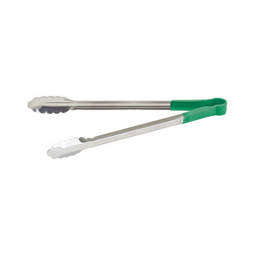 Winco UTPH-16G 16" Stainless Steel Utility Tong with Green PVC Handle