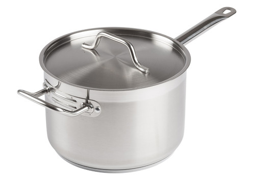 Winco SSSP-7 Sauce Pan, 7.5 QT, 9.5"Dia x 6.1"H, Stainless Steel, W/Cover, In