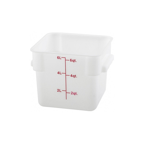 Winco PESC-6 6 Qt. White Polypropylene Square Food Storage Container