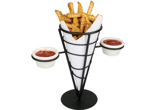 Winco WBKH-5 Black Wire French Fries Holder, Single Cone