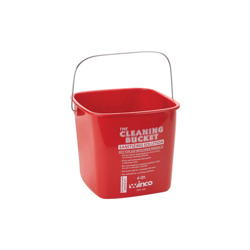 Winco PPL-6R 6 Qt. Red Sanitizing Pail