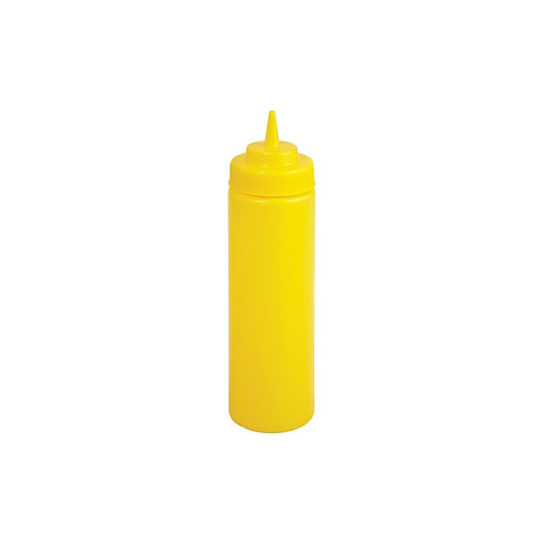 Winco PSW-24Y 24 oz. Yellow Wide-Mouth Squeeze Bottle - 6/Pack