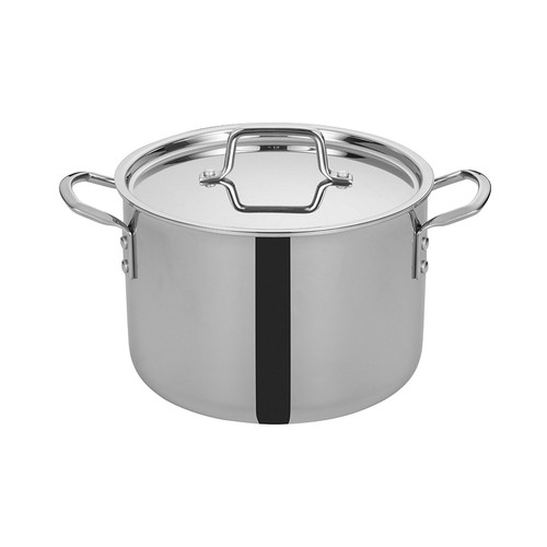 Winco TGSP-8 Tri-Gen Stainless Steel Stock Pot with Cover - 8 Qt.