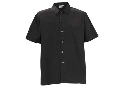 Winco UNF-1KXL Unisex Chef Shirt, Snap-Buttons - Black, X-Large