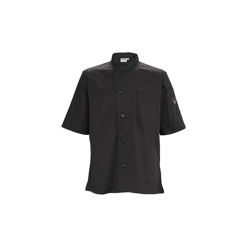Winco UNF-9KM Unisex Chef Shirt, Ventilated, Tapered Fit - Black, Medium