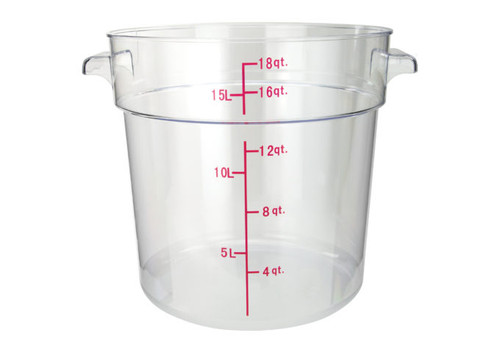 Winco PCRC-18 Round Food Storage Container, 18 qt, Clear Polycarbonate