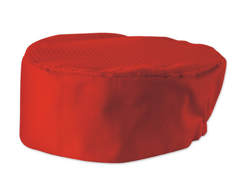 Winco CHPB-3RR Chef's Pillbox Hat, Red, Elastic Back, Regular Size