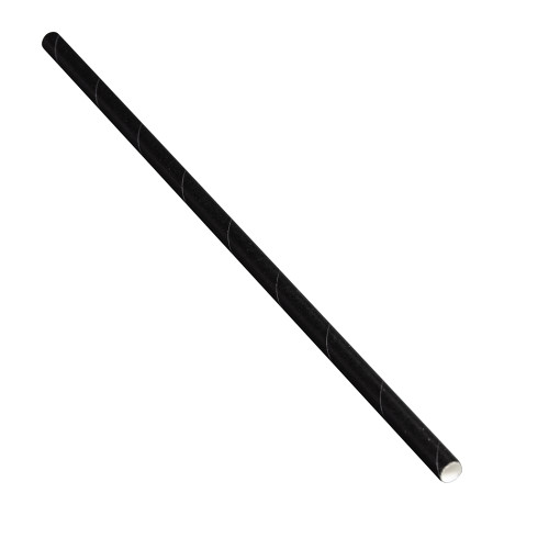Tablecraft 100133 Wrapped Straws, 7-3/4", 6mm, Black, Paper - 500/Pack