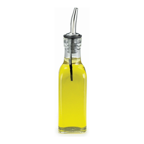 Tablecraft 60125 Oil & Vinegar Bottle with Stainless Steel Pourer, 6 oz.