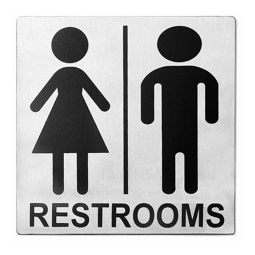 Tablecraft B12 Women/Men Restroom Sign, 5 x 5", Stainless Steel