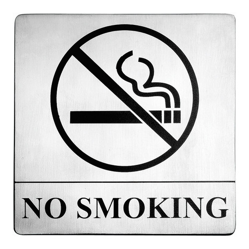 Tablecraft B14 No Smoking Sign, 5 x 5", Stainless Steel