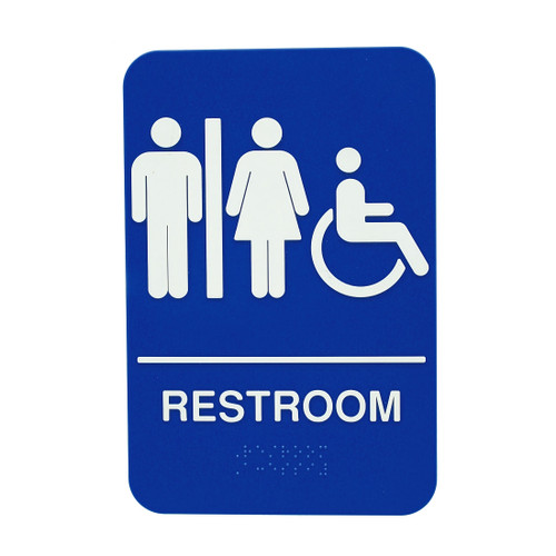 Tablecraft 695650 Women/Men Accessible Restroom Sign, 6 x 9", Plastic, Braille