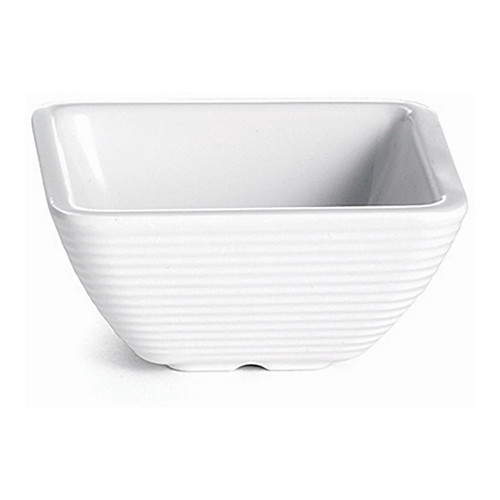 Tablecraft RAMS2W Ramekin, 2 oz., Square, Ribbed, White, Melamine