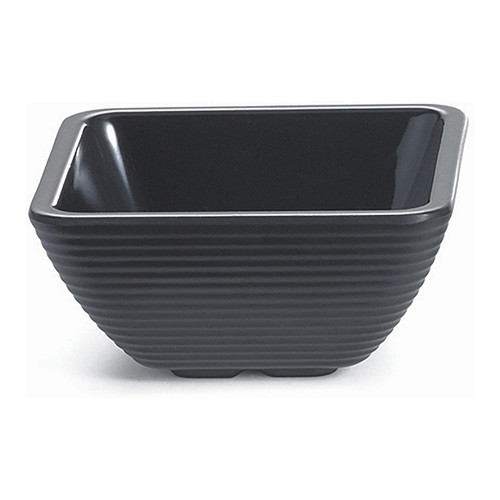 Tablecraft RAMS4BK Ramekin, 4 oz., Square, Ribbed, Black, Melamine